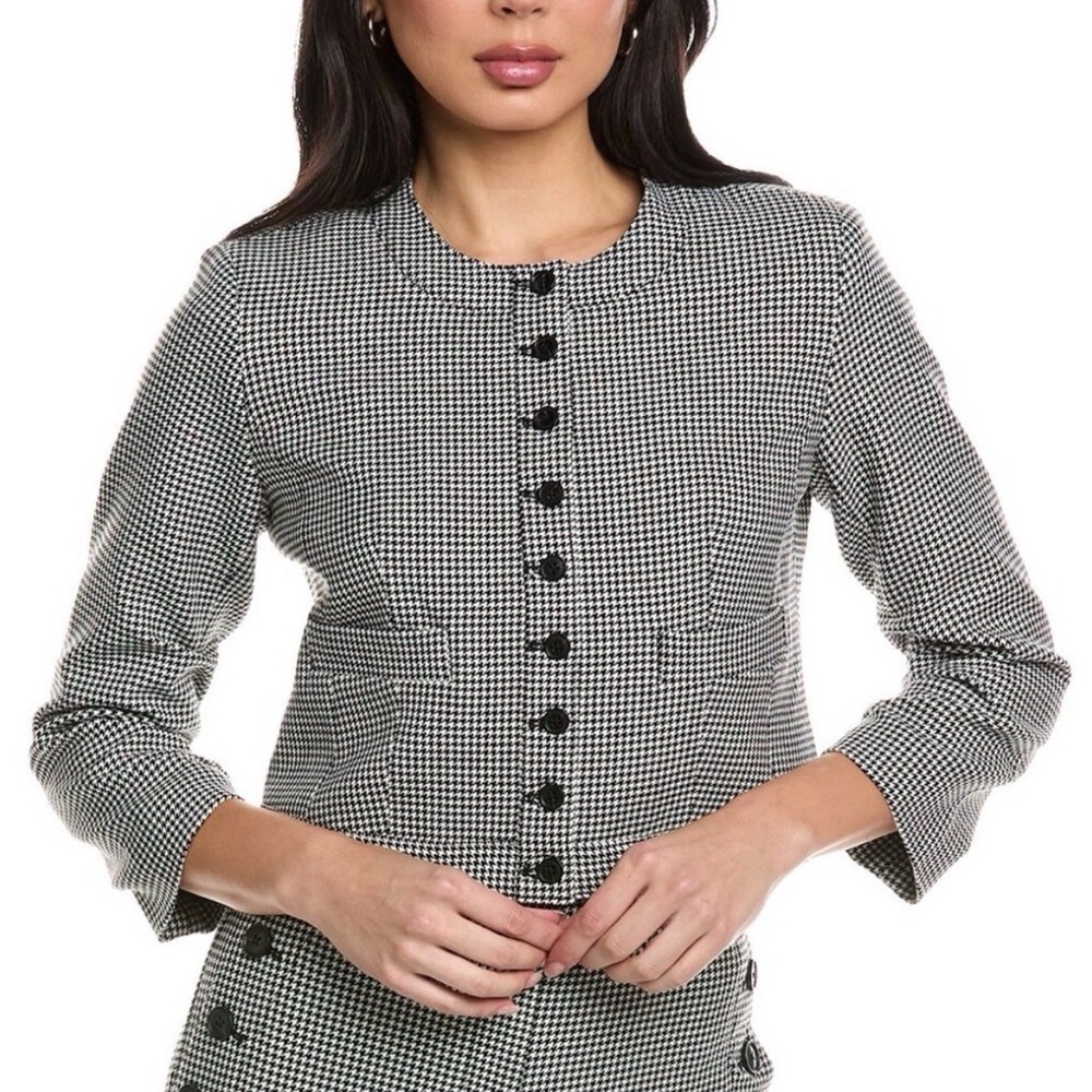 Derek Lam 10 Crosby Piera
Ruched Sleeve Jacket Black White-Size 10 - EUC